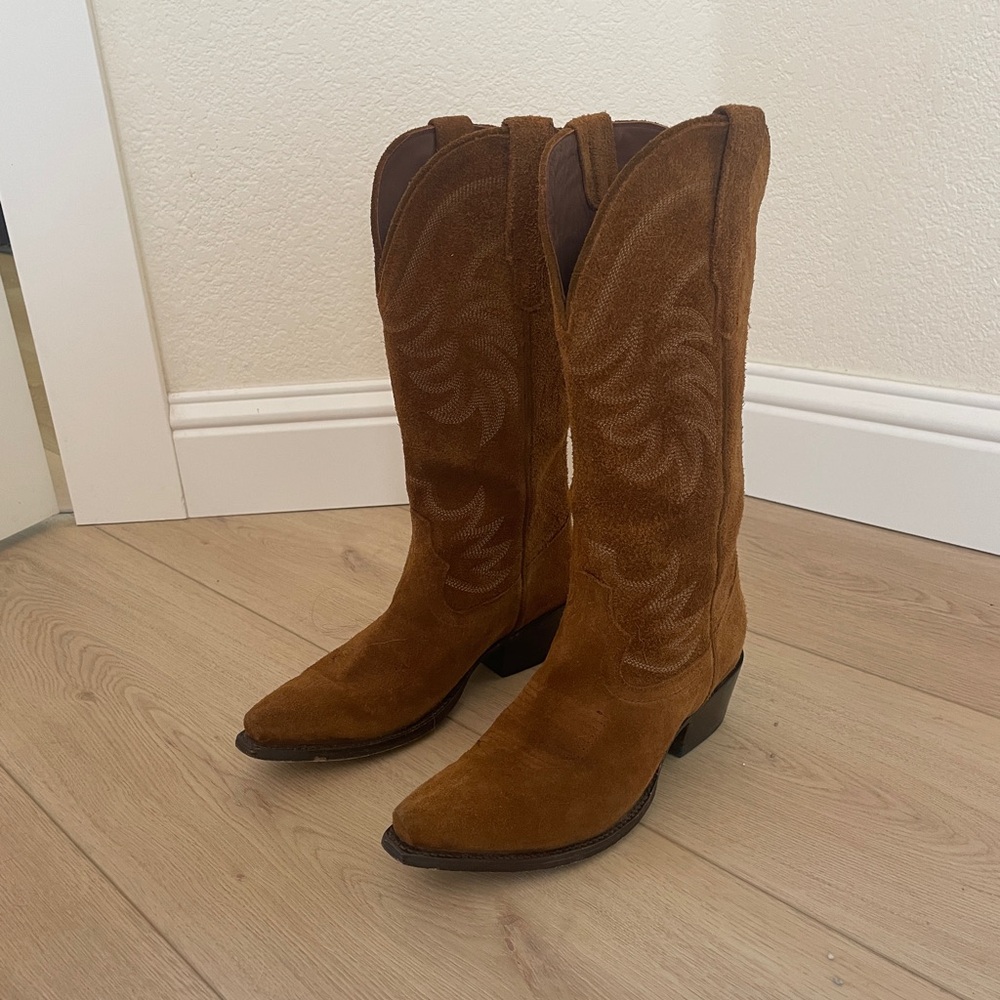 Annie Tecovas Cowboy Western Boots Suede